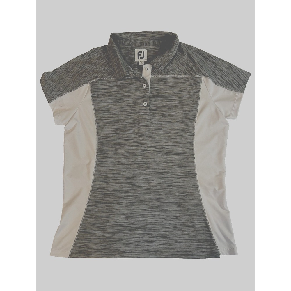 FJ Foot Joy Womens Short Sleeve Golf Polo Shirt Size MEDIUM- White & Gray